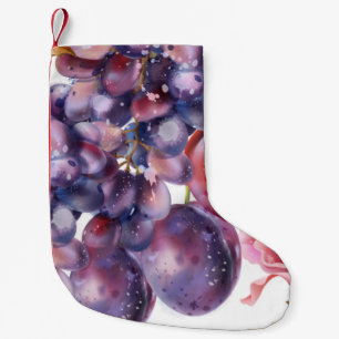 Meia De Natal Pequena Placa de aquarela de Uvas
