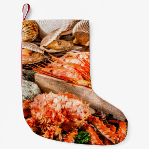 Meia De Natal Pequena Placa de cozinha do marisco como gourmet do oceano