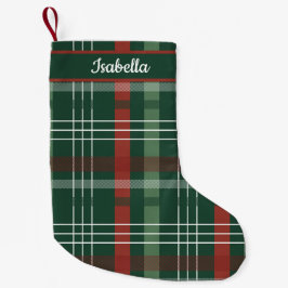 Meia De Natal Pequena Plaid Vermelho e Verde de Búfalo Personalizado