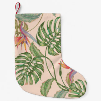 Meia De Natal Pequena Planos tropicais de vintagem sem soldadura floral