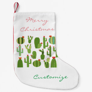 Meia De Natal Pequena Plantas De Cactus De Flores Vermelhas Cortadas Thu