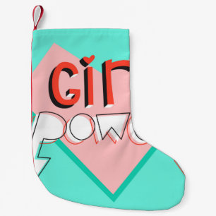 Meia De Natal Pequena Poder feminino. Design bonito com slogan gráfico 