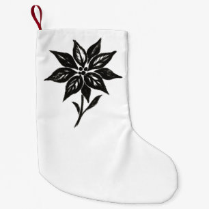 Meia De Natal Pequena Poinsettia – Design Floral com Pincel de Tinta de