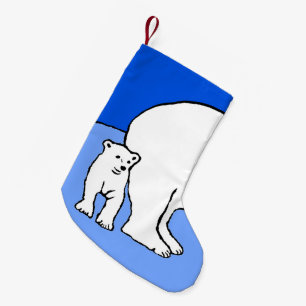 Meia De Natal Pequena Polar Bear Mãe e Pintura em Cubo - Arte Selvagem