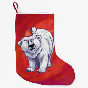 Meia De Natal Pequena Polar Bear Natal Em Vermelho