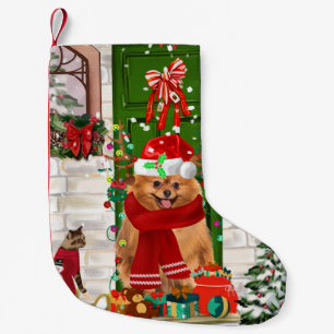 Meia De Natal Pequena Pomerânia de Cão