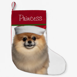 Meia De Natal Pequena Pomeraniano com Santa Hat - Pequeno Natal