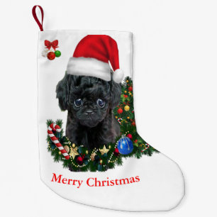 Meia De Natal Pequena Poodle Christmas