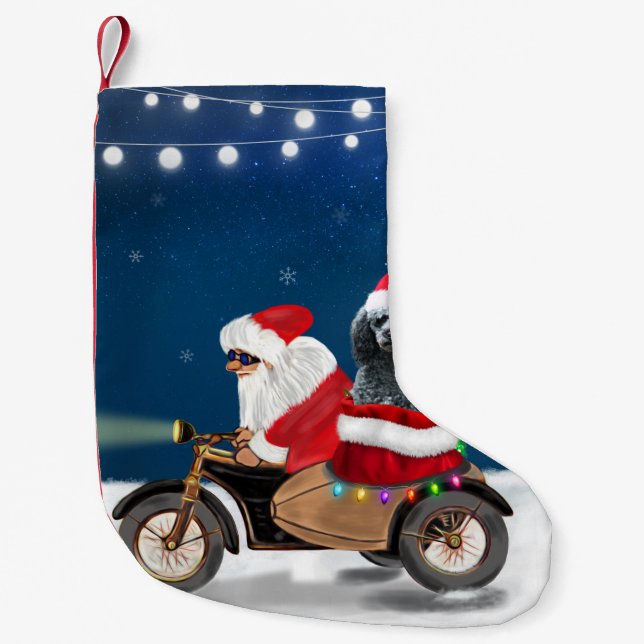 Meia De Natal Pequena Poodle Christmas (Frente)