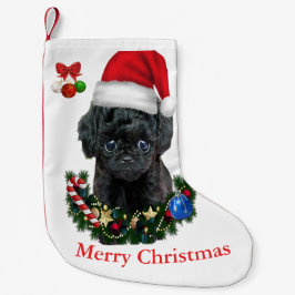 Meia De Natal Pequena Poodle Christmas