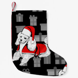 Meia De Natal Pequena poodle do xmas santa claus