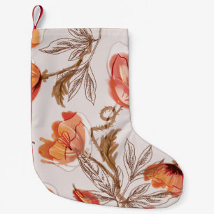 Meia De Natal Pequena Pópias de Fundo bege Pópias de Aquarela Padrão