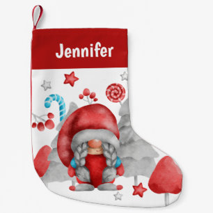 Meia De Natal Pequena População de Gnomo de Natal Personalizado