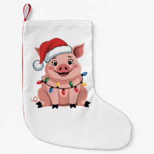 Meia De Natal Pequena Porco Papai Noel Natal Festa de Natal Porcomass
