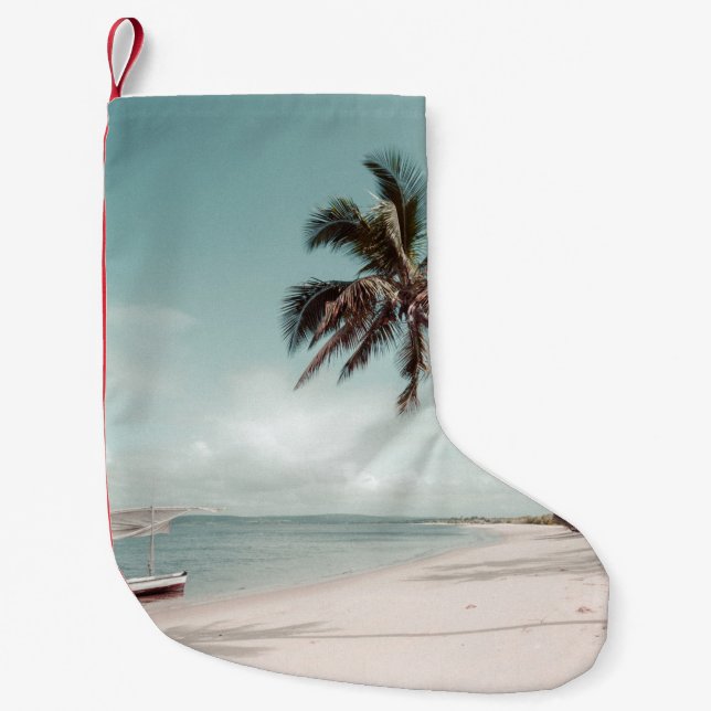 Meia De Natal Pequena Praia ao lado da palmeira de coco (Frente)