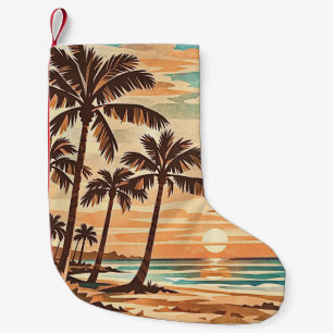 Meia De Natal Pequena praia moderna de meados do século no Havaí pôr do 