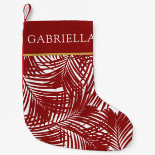 Meia De Natal Pequena Praia Tropical de Pão de Pau Vermelho