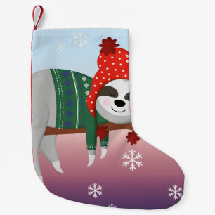 Meia De Natal Pequena preguiça engraçada do Natal