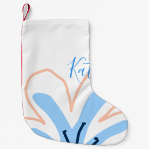 Meia De Natal Pequena Presente boho retrô flor pastel laranja azul adici