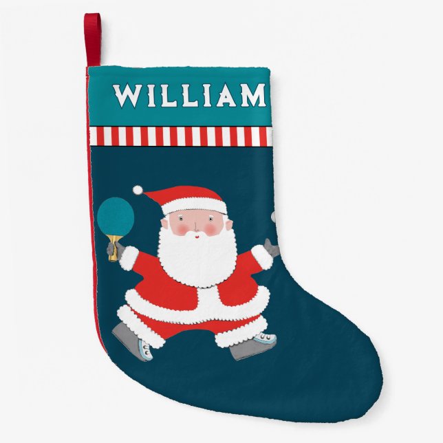 Meia De Natal Pequena Presente de Feriado de Pino de Tênis mesa (Frente)