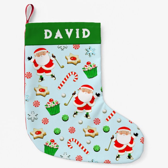 Meia De Natal Pequena Presente de Férias de Golfe (Frente)