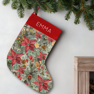 Meia De Natal Pequena Presente de Natal para Filha - Lindas Folhagens