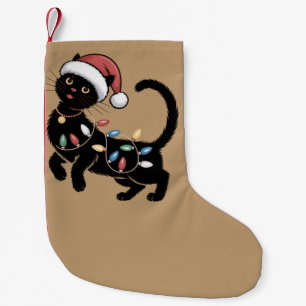 Meia De Natal Pequena Presente de Natal para Mãe Amante de Gato Preto Fo