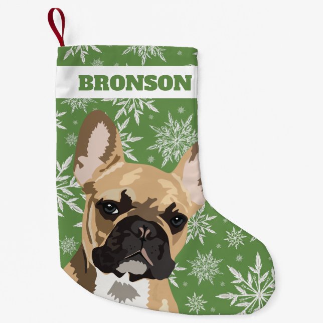 Meia De Natal Pequena Presente personalizado do buldogue francês da (Frente)