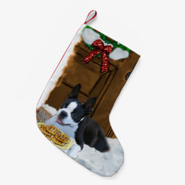 Meia De Natal Pequena Presentes de Natal em Boston Terrier