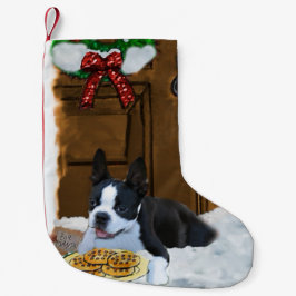 Meia De Natal Pequena Presentes de Natal em Boston Terrier