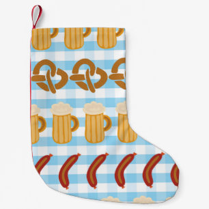 Meia De Natal Pequena Pretzels salsicha de cerveja alinhada por vintage
