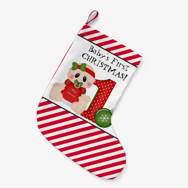 Meia De Natal Pequena Primeira estocagem de Natal do bebê (Frente (Pendurada))