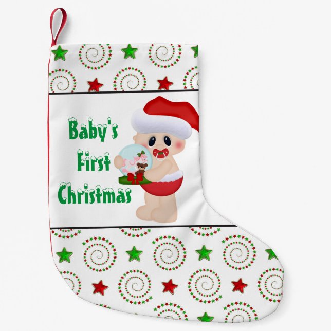 Meia De Natal Pequena Primeira estocagem de Natal do bebê (Frente)