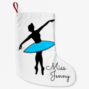 Meia De Natal Pequena Professor de dança de Balé azul, Gift Ballerina Tu