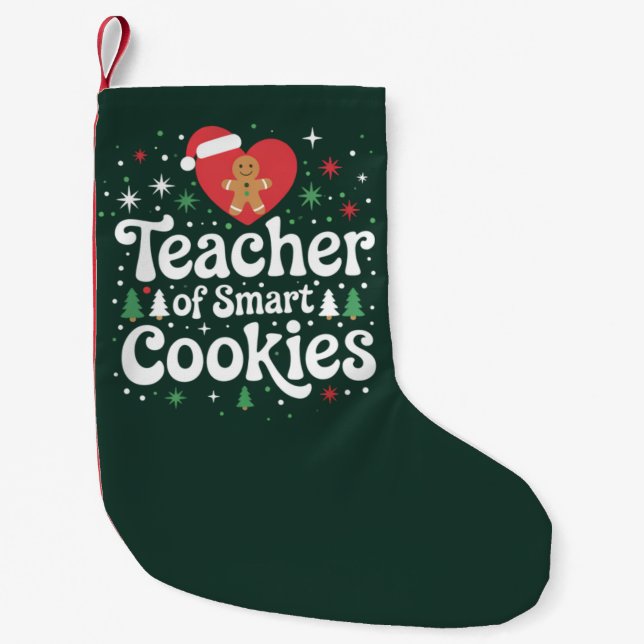 Meia De Natal Pequena Professor de Natal de Biscoitos Inteligentes (Frente)