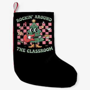 Meia De Natal Pequena Professor de Natal Rockeando na Sala de Aula Groov