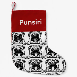 Meia De Natal Pequena Pug dog meias Personalizado para Meias de cães - P