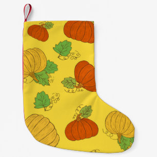 Meia De Natal Pequena Pumpkin Doodle: Mão Desenhada Sem Costura