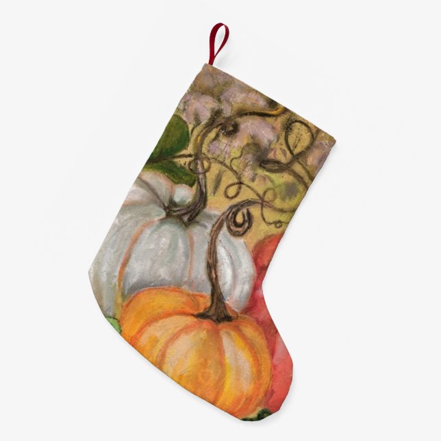 Meia De Natal Pequena Pumpkins Natal Stocks (Frente (Pendurada))