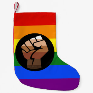 Meia De Natal Pequena Punho levantado da bandeira das pessoas queer do S