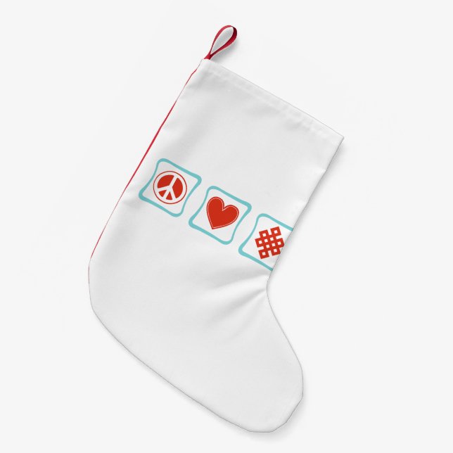 Meia De Natal Pequena Quadrados do budismo do amor da paz (Frente (Pendurada))