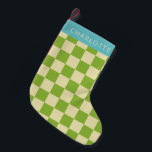 Meia De Natal Pequena Quadro de Verificação Estético Retroativo Verde Pe<br><div class="desc">Estoque de Natal Personalizado Verde e Branco - Padrão de Quadro Estético Retroativo</div>