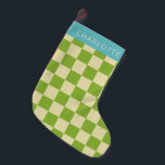Meia De Natal Pequena Quadro de Verificação Estético Retroativo Verde Pe<br><div class="desc">Estoque de Natal Personalizado Verde e Branco - Padrão de Quadro Estético Retroativo</div>
