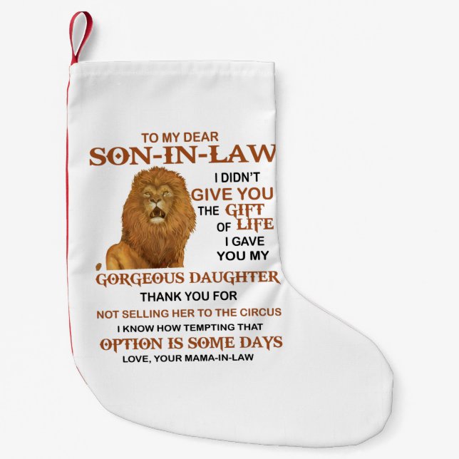 Meia De Natal Pequena Querido genro, eu não lhe dei o presente da vida (Frente)