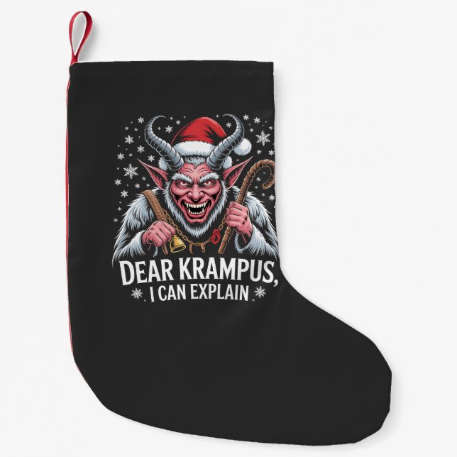 Meia De Natal Pequena Querido Krampus, posso explicar Papais noeis de Na (Frente)