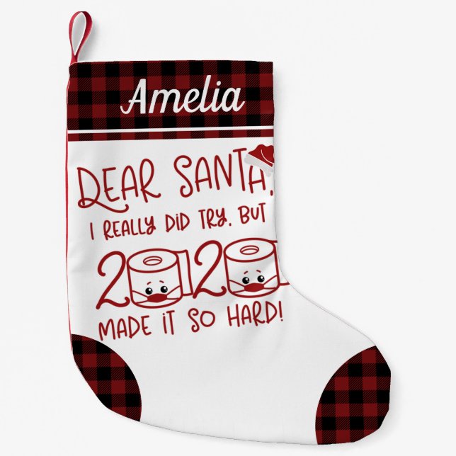 Meia De Natal Pequena Querido Papai Noel Eu Realmente Tentei Engraçado 2 (Frente)