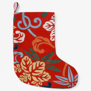 Meia De Natal Pequena Quimono Japonês Floral Havaiano Vermelho Chinoiser