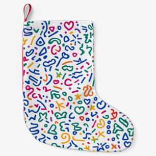 Meia De Natal Pequena Rabisco divertido formas vibrantes coloridas