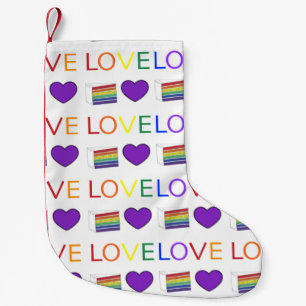 Meia De Natal Pequena Rainbow Amor Orgulho LGBT Casamento Bolo Coração L