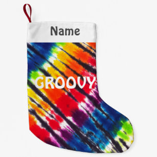 Meia De Natal Pequena Rainbow Tie-Dye - Groovy Personalizado